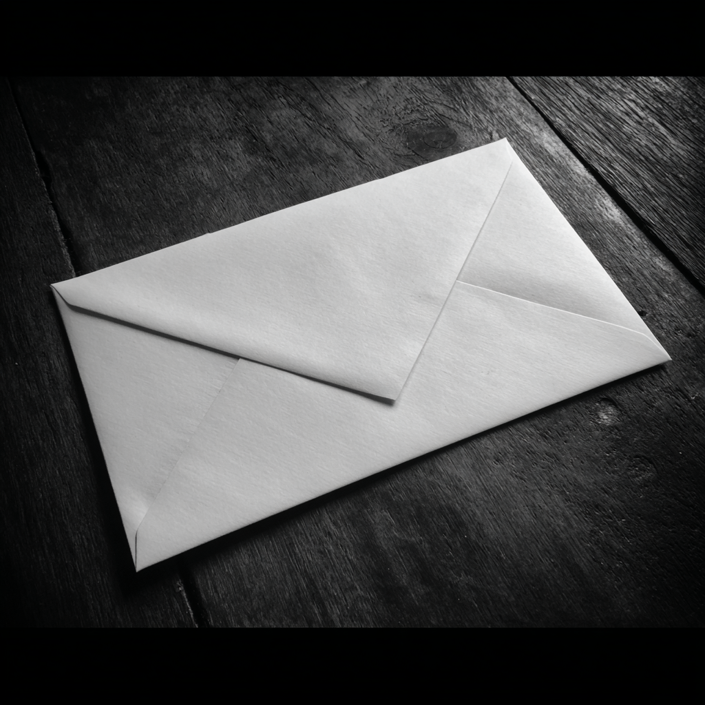 Une enveloppe sur une table | Source : Midjourney