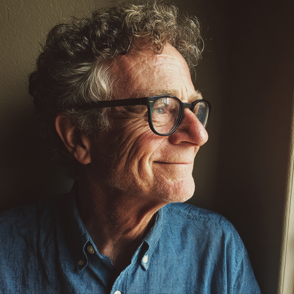 Un vieil homme souriant portant des lunettes | Source : Midjourney