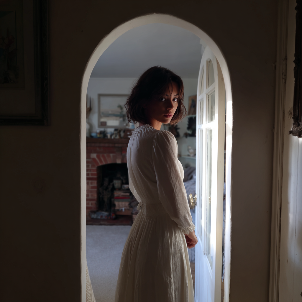 Une femme portant une longue robe blanche | Source : Midjourney