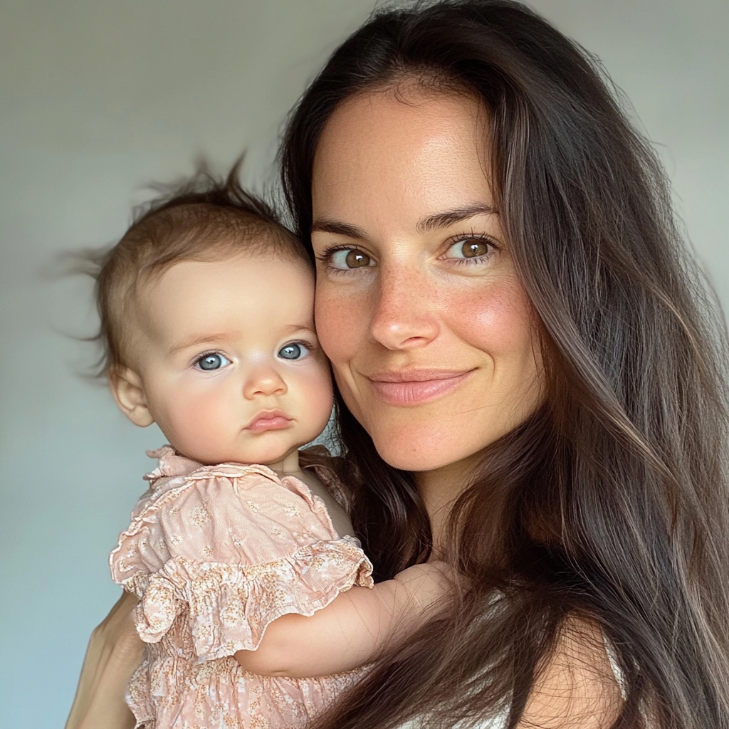 Une femme tenant un bébé | Source : Midjourney