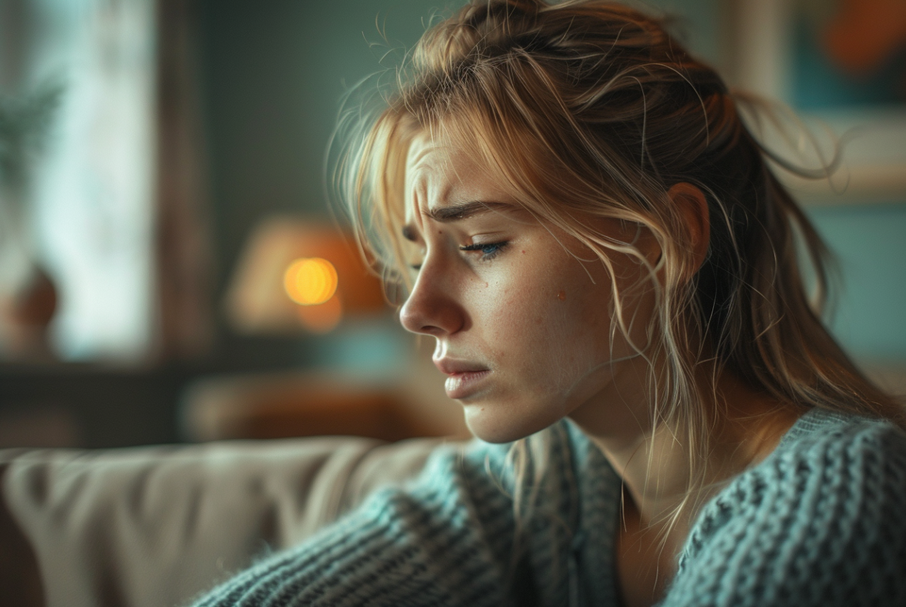 Une jeune femme triste | Source : Midjourney