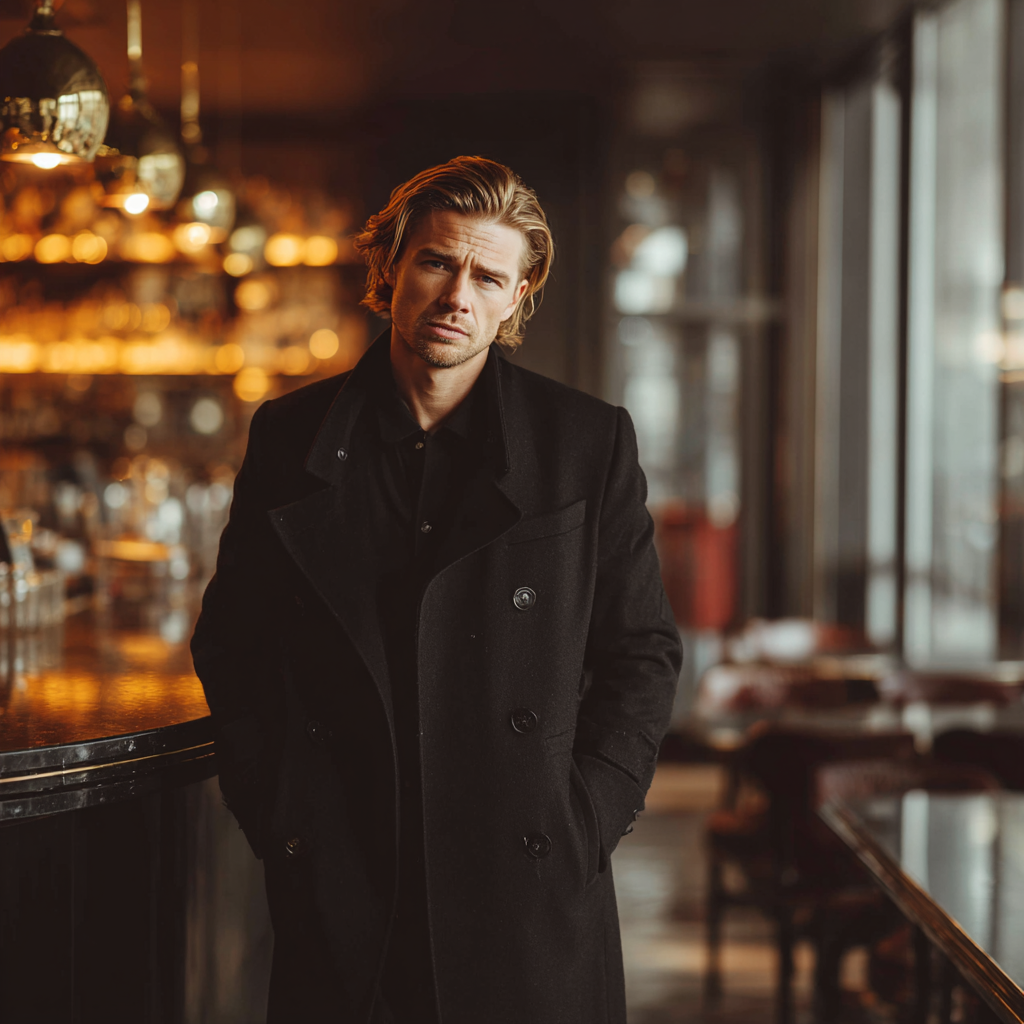 Un homme qui fronce les sourcils, debout dans un restaurant | Source : Midjourney