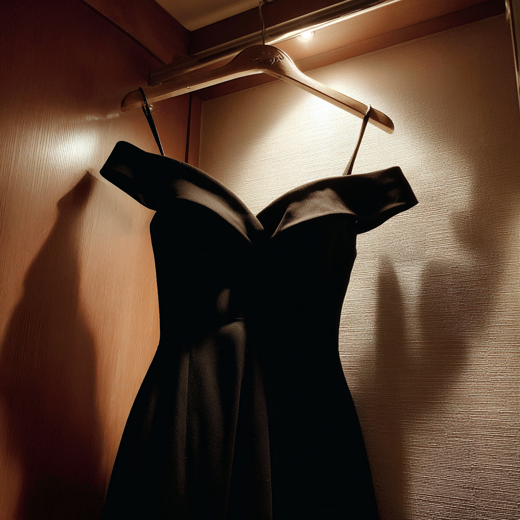 Une robe noire sur un cintre | Source : Midjourney