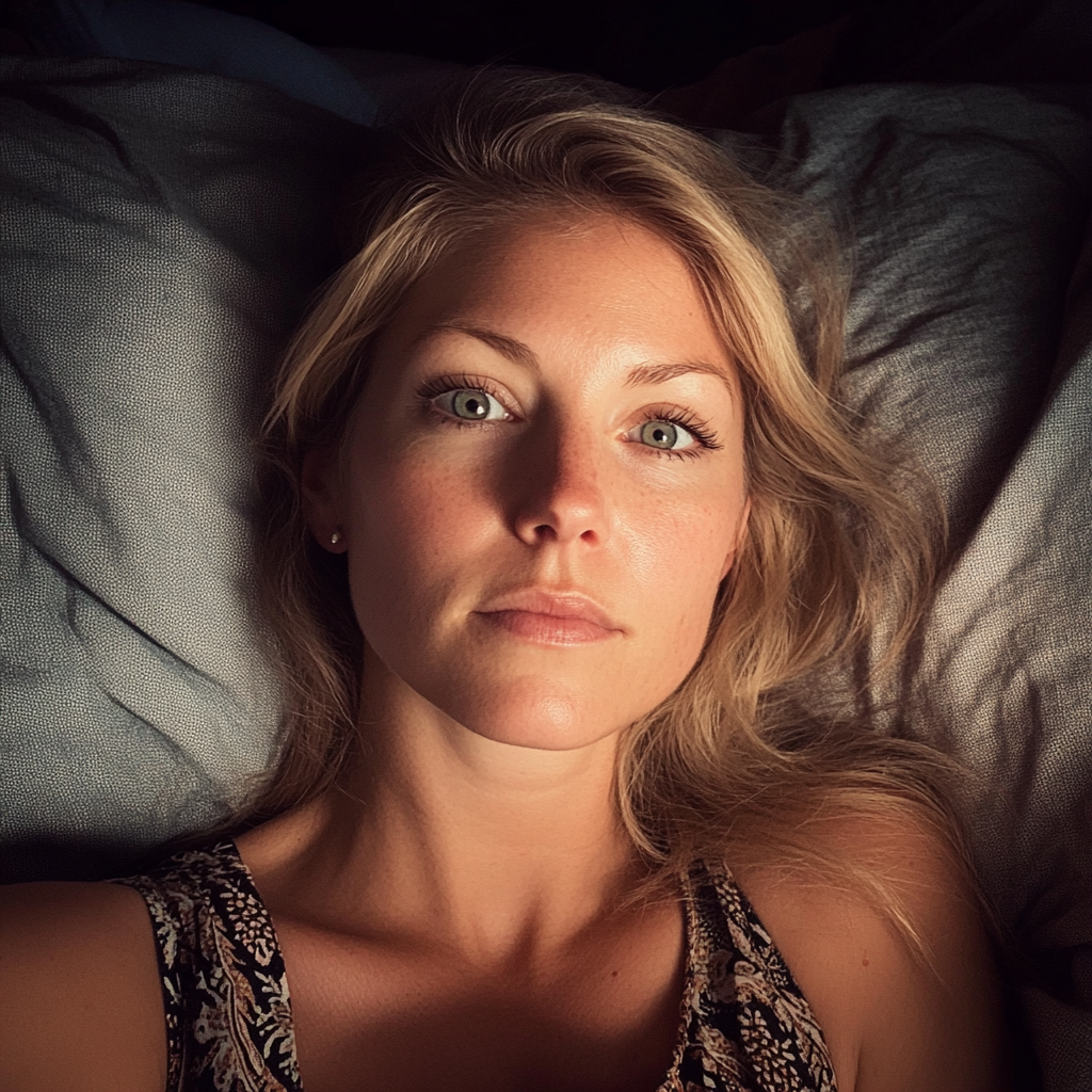 Une femme allongée dans son lit | Source : Midjourney