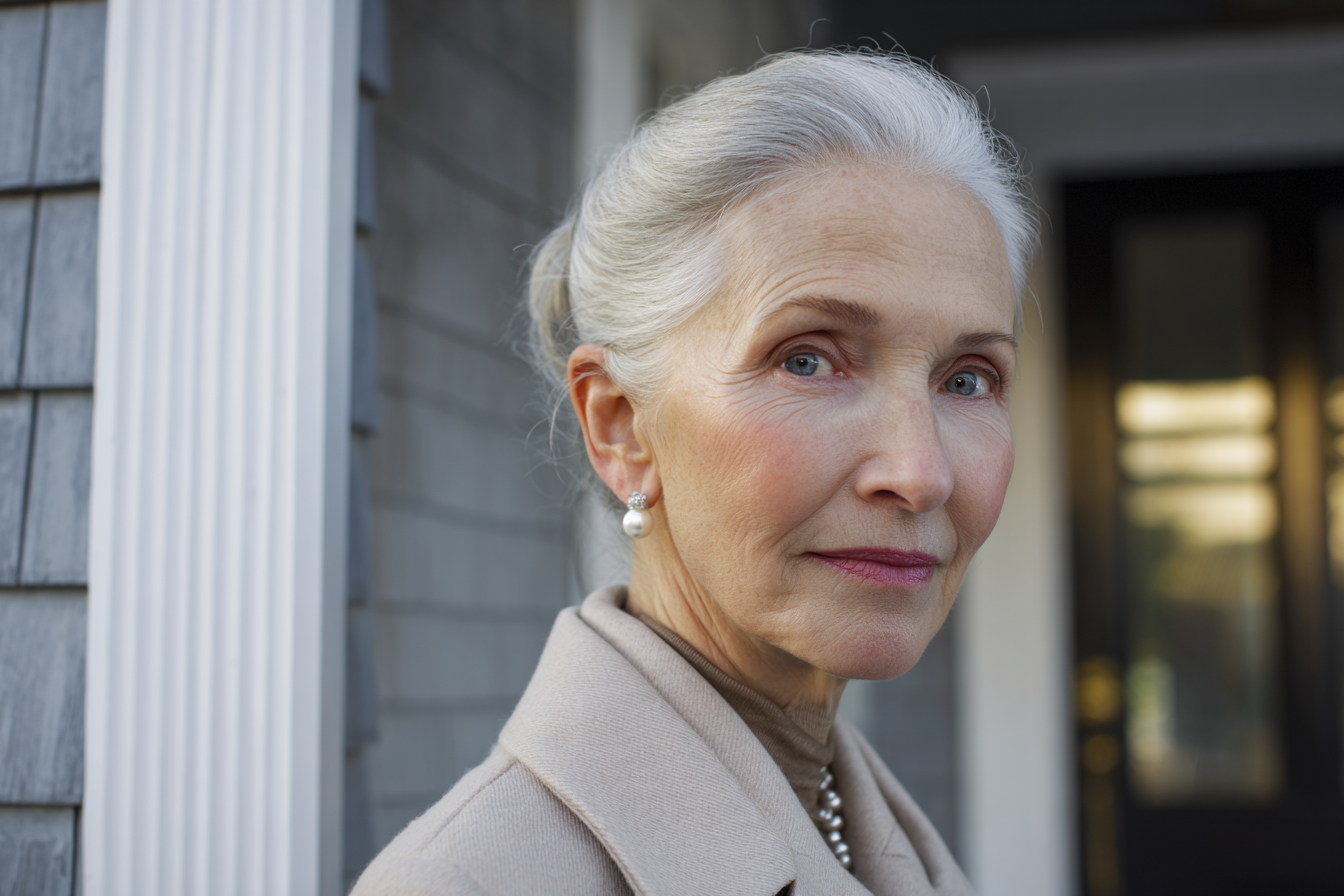 Une femme âgée qui regarde droit devant elle | Source : Midjourney