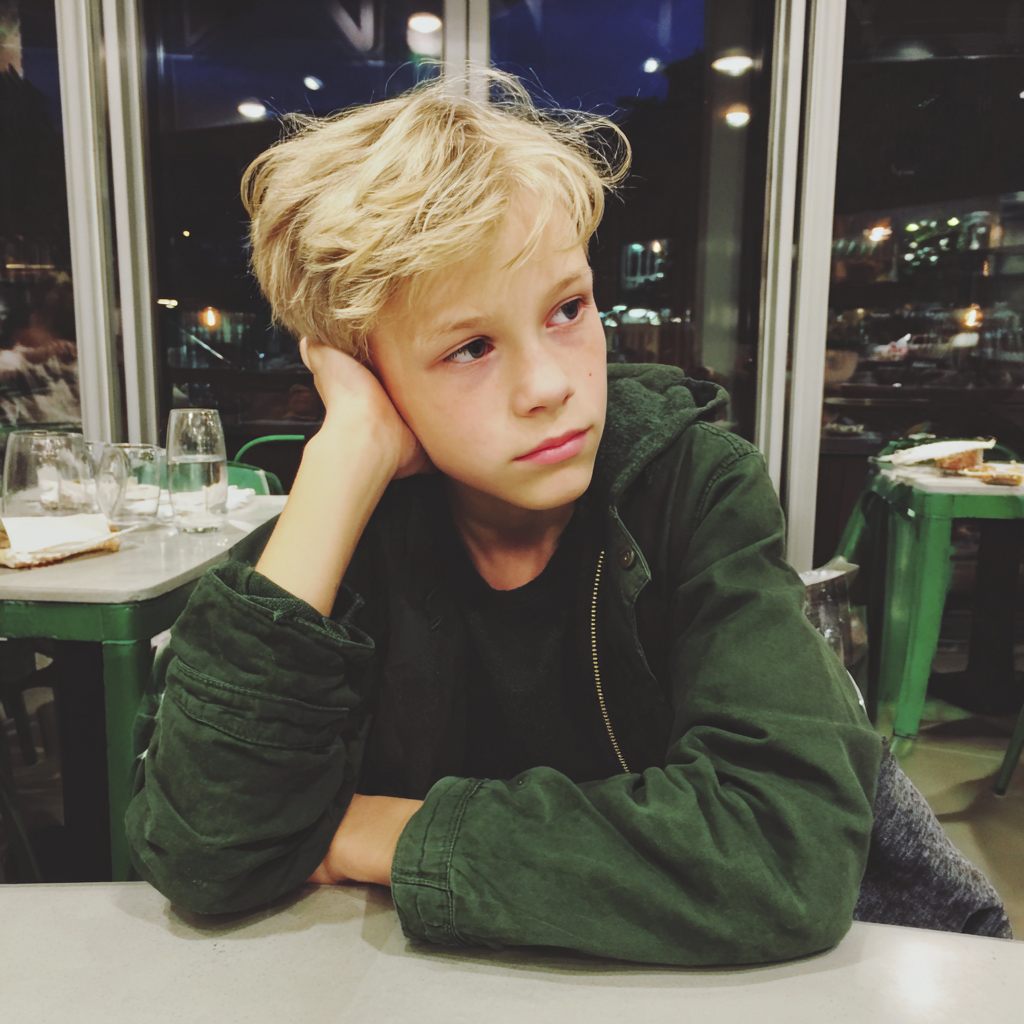 Un garçon pensive portant une veste verte | Source : Midjourney