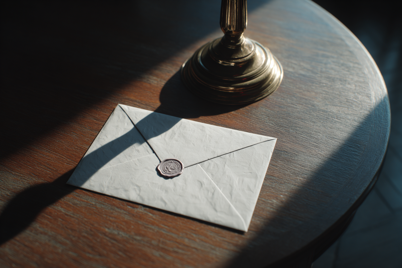 Une enveloppe sur une table | Source : Midjourney