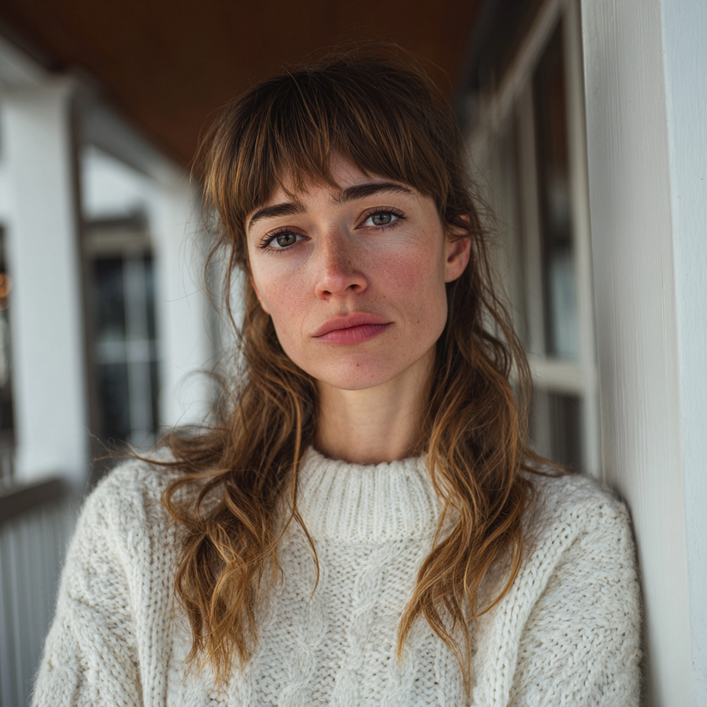 Une femme pensive debout sous un porche | Source : Midjourney