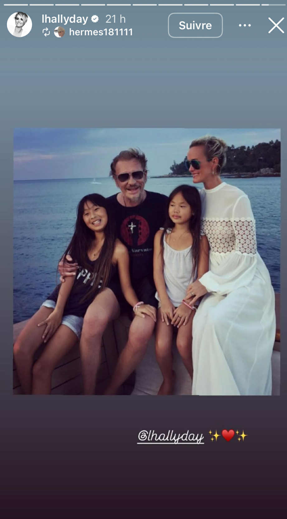 Capture d'écran d'une story : Source instagram.com/lhallyday/?hl=fr
