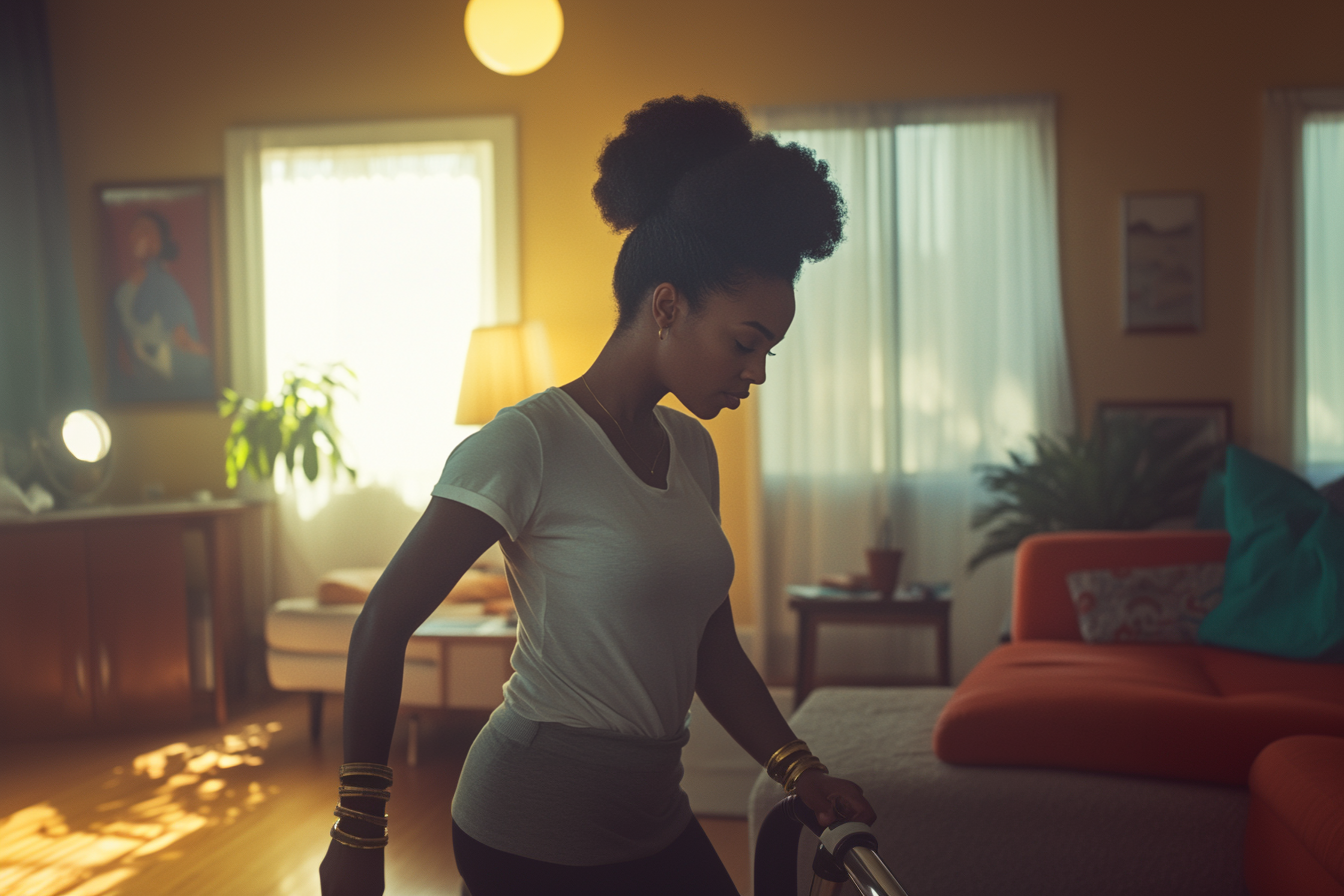 Une femme qui fait le ménage dans sa maison | Source : Midjourney