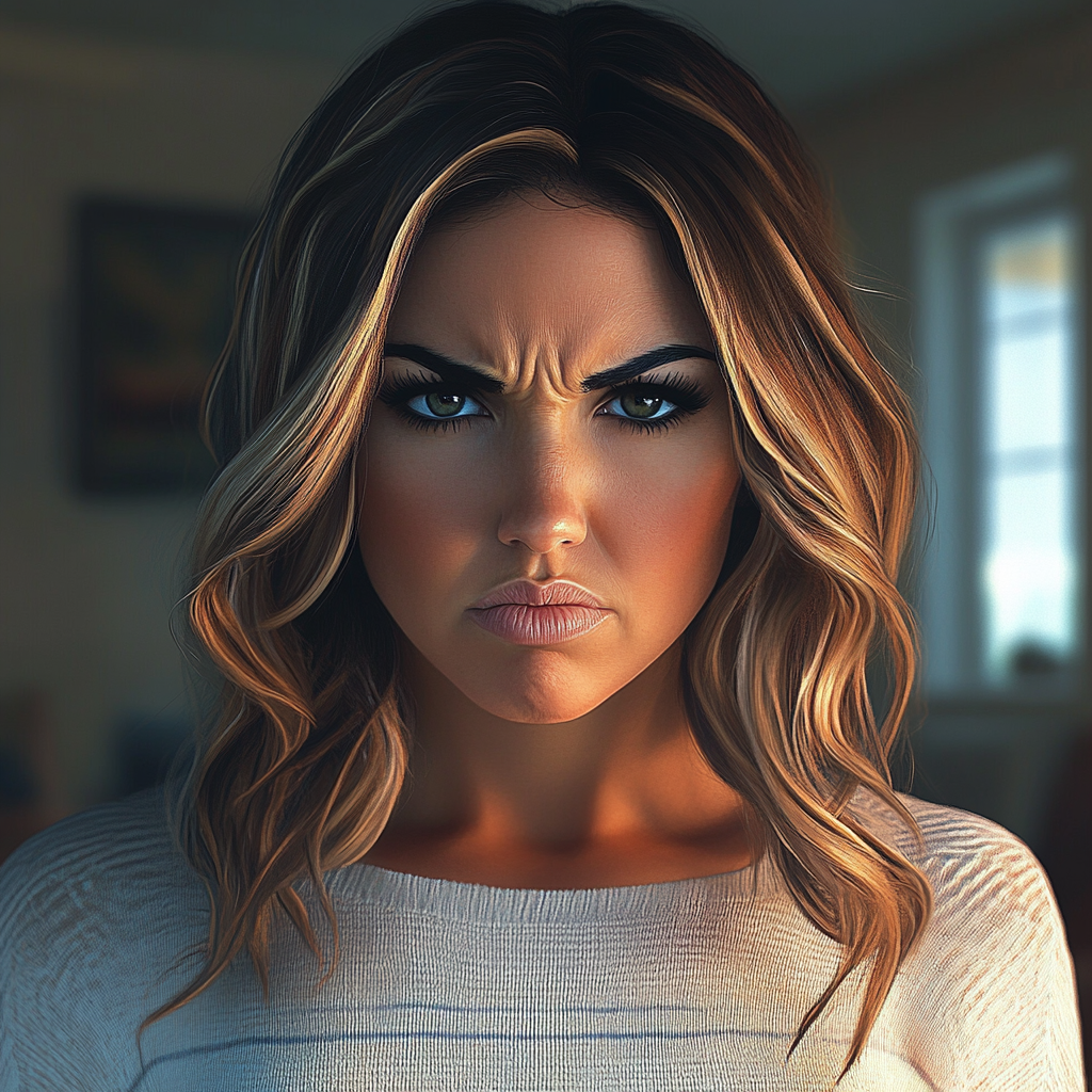 Une femme en colère qui fronce les sourcils | Source : Midjourney