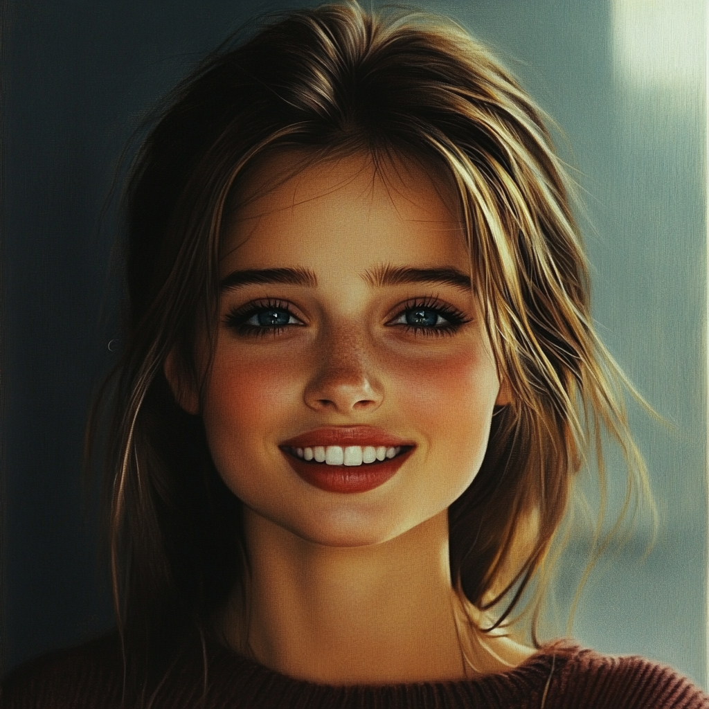 Une femme joyeuse qui sourit | Source : Midjourney