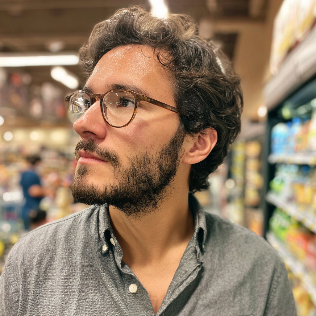 Un homme debout dans un supermarché | Source : Midjourney