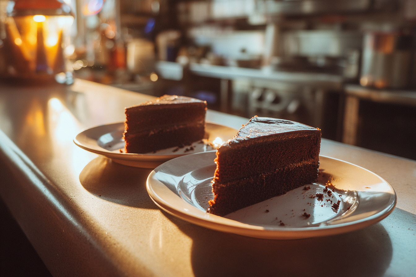 Des tranches de gâteau sur un comptoir | Source : Midjourney