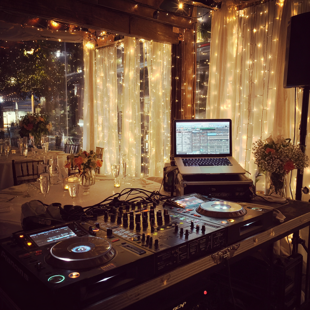 Une cabine de DJ lors d'une réception de mariage | Source : Midjourney