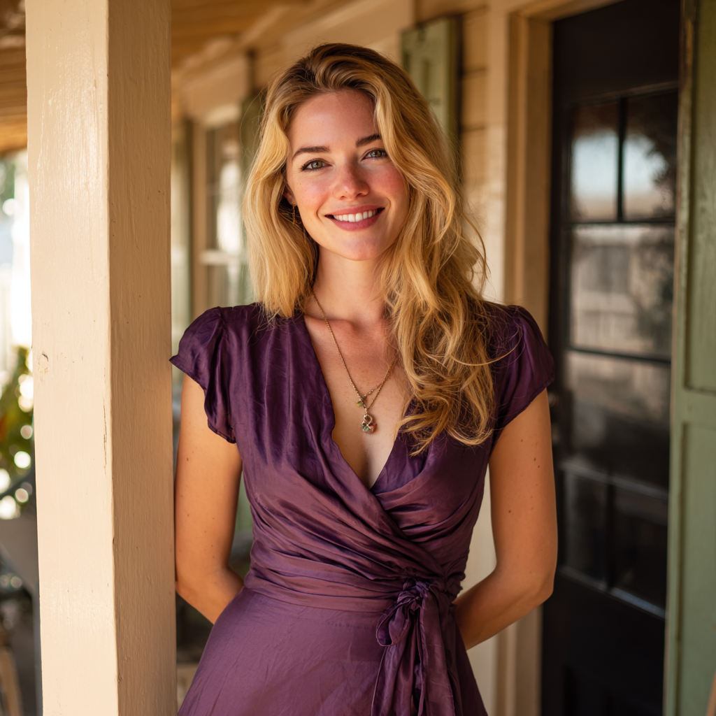 Une femme debout sous un porche | Source : Midjourney
