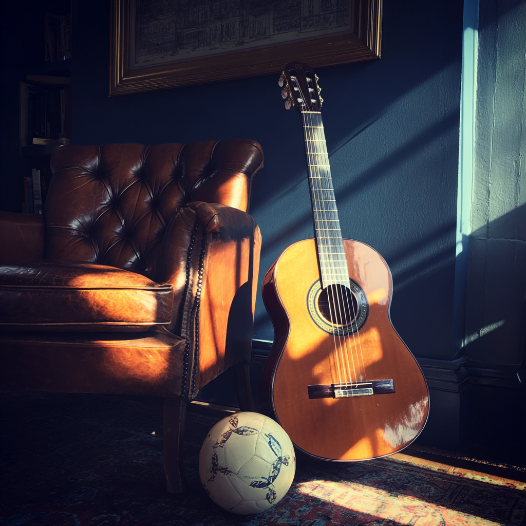 Une guitare dans un salon | Source : Midjourney