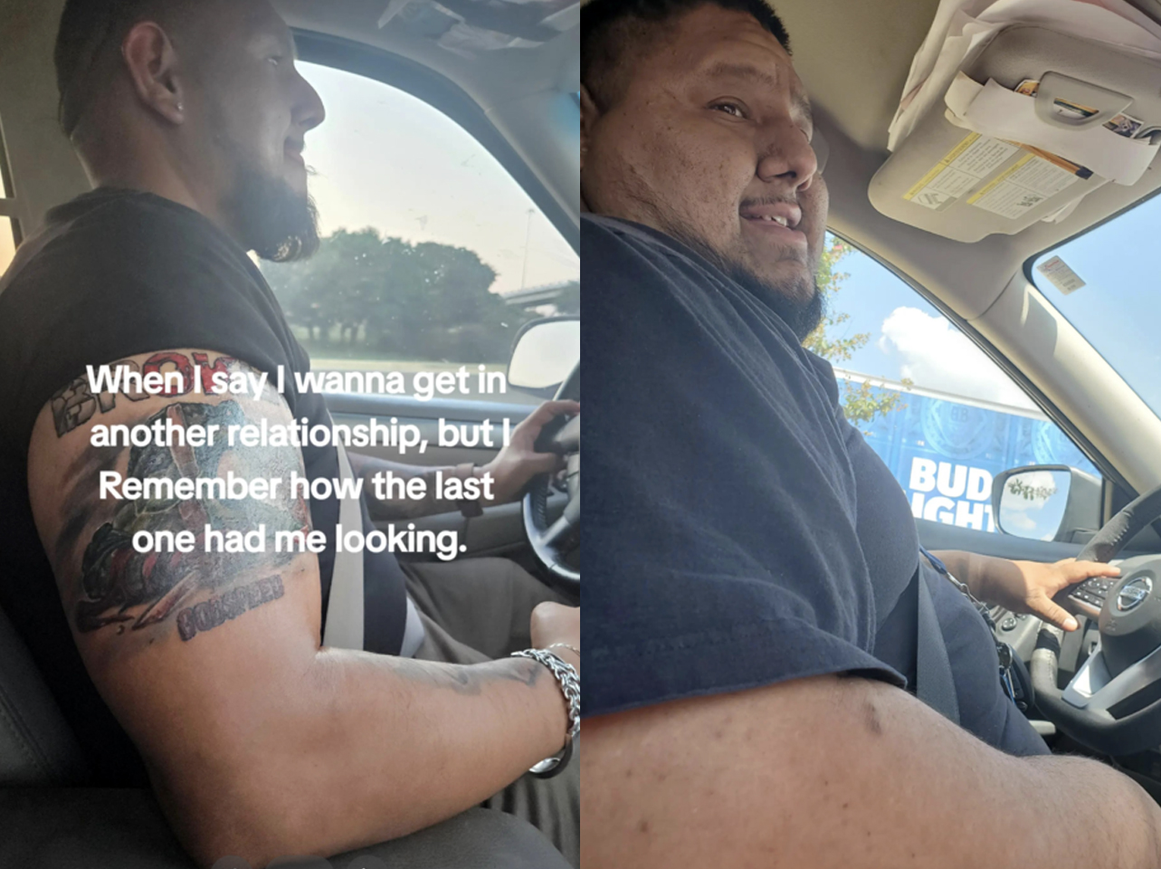 Photos avant et après d'un TikToker : célibataire ou en couple. | Source : TikTok/junior05ws