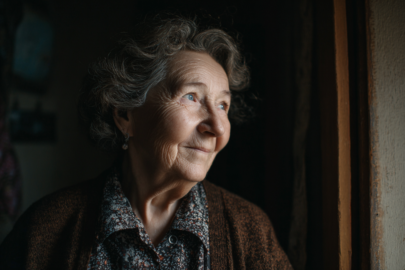 Une femme âgée qui sourit | Source : Midjourney