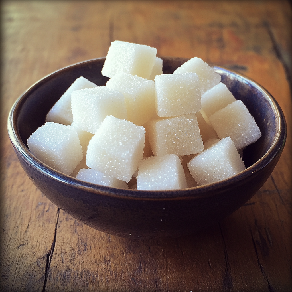 Un bol de morceaux de sucre | Source : Midjourney