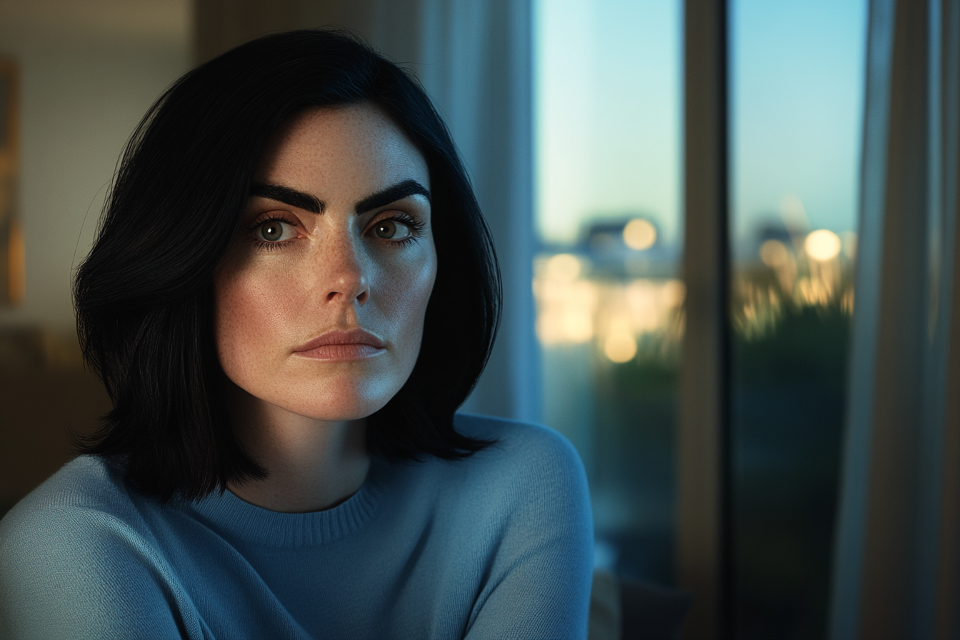 Une femme assise près d'une fenêtre | Source : Midjourney