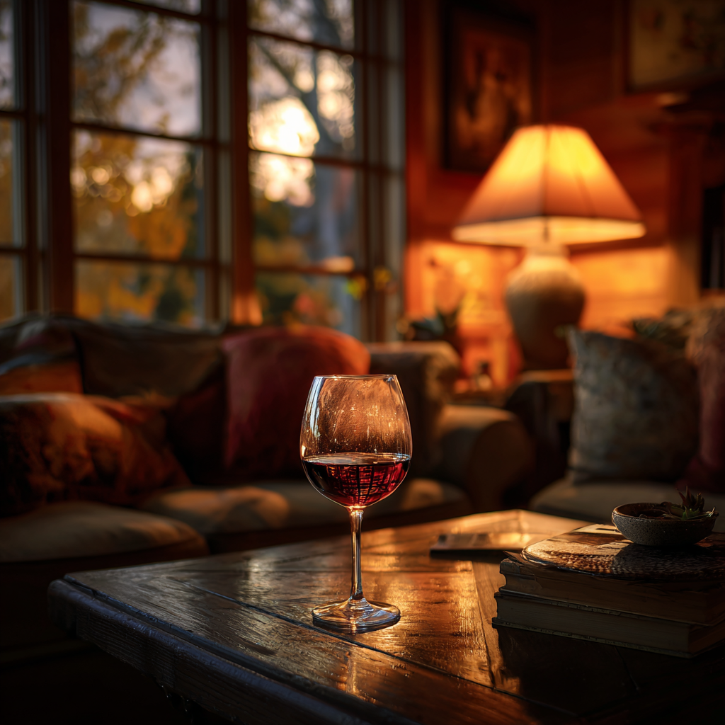 Un verre de vin sur une table basse | Source : Midjourney