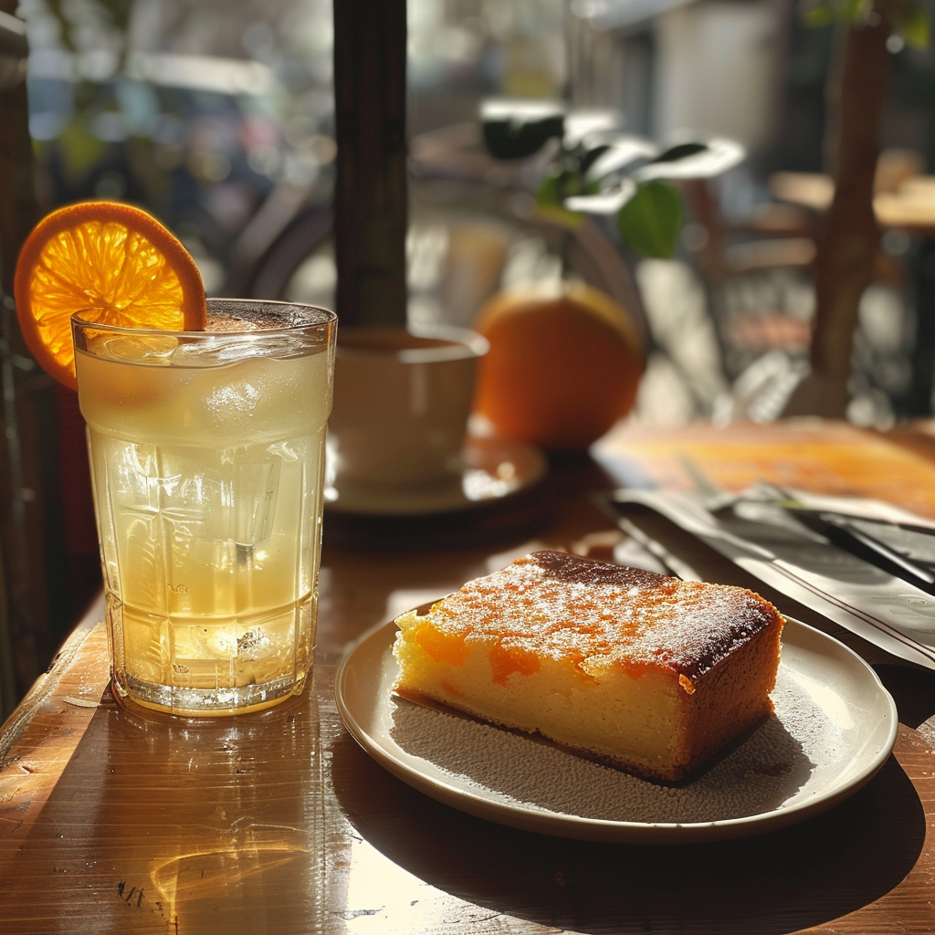 De la limonade et une part de gâteau sur une table | Source : Midjourney
