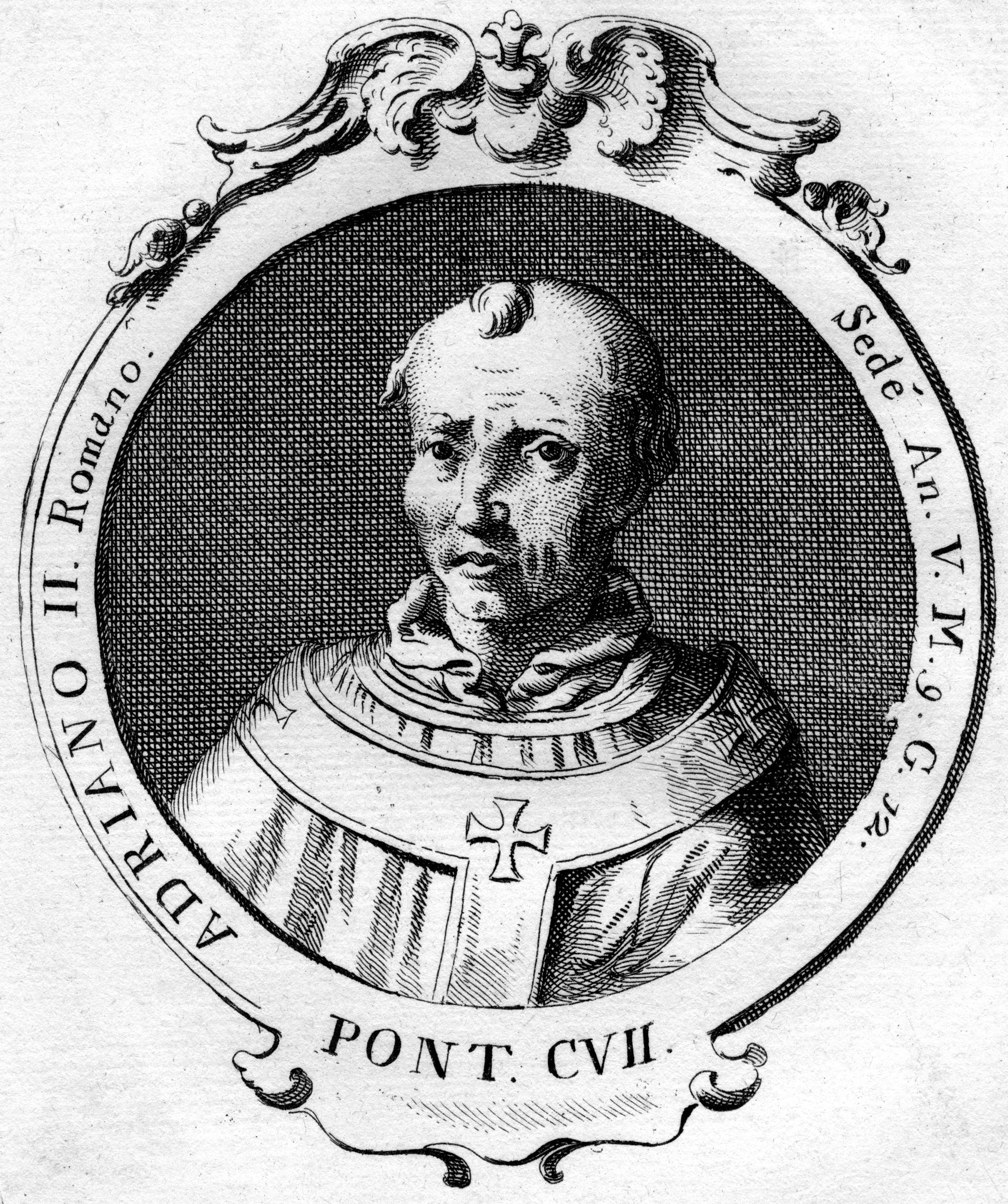 Une illustration non datée du pape Adrien II. | Source : Getty Images