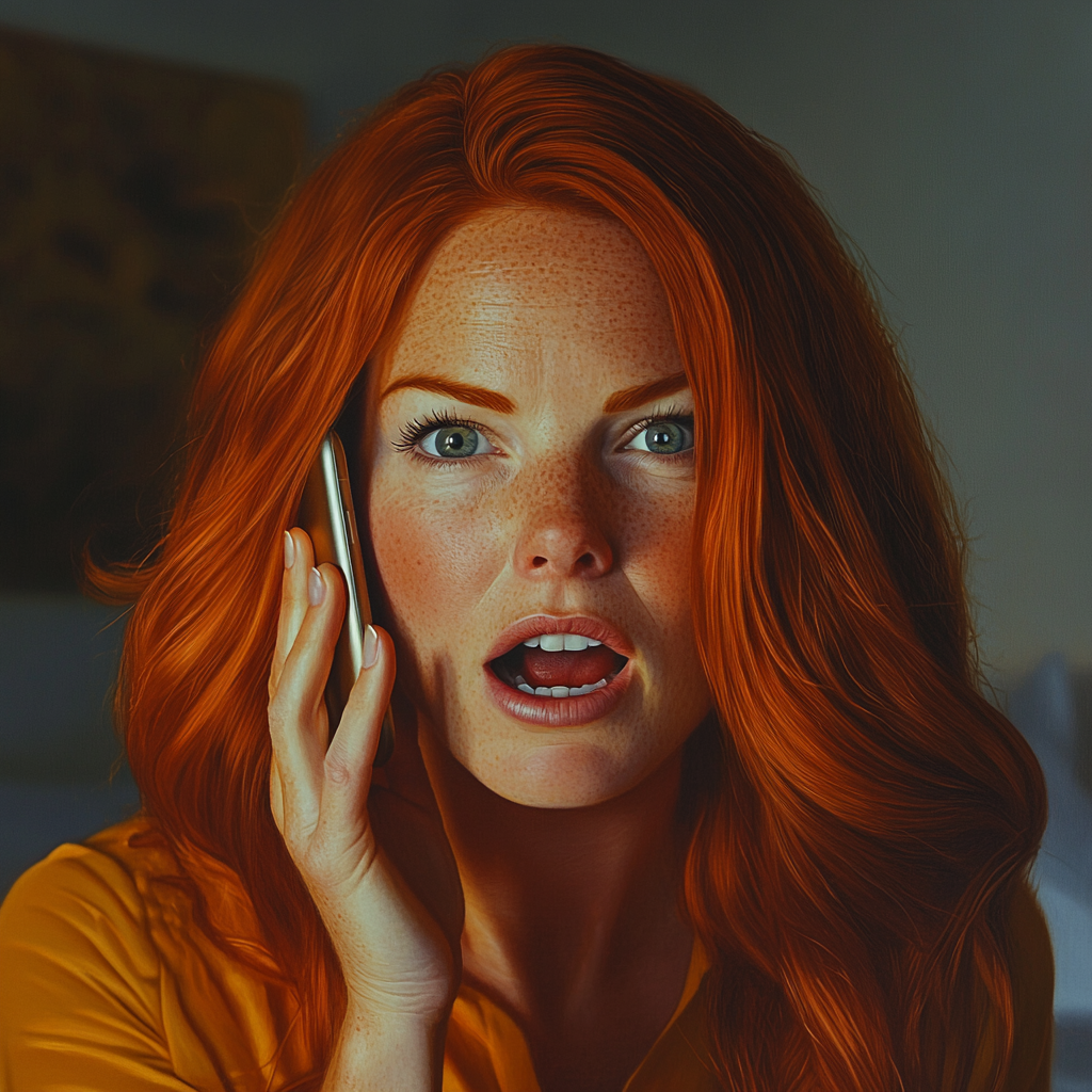 Une femme qui parle frénétiquement au téléphone | Source : Midjourney