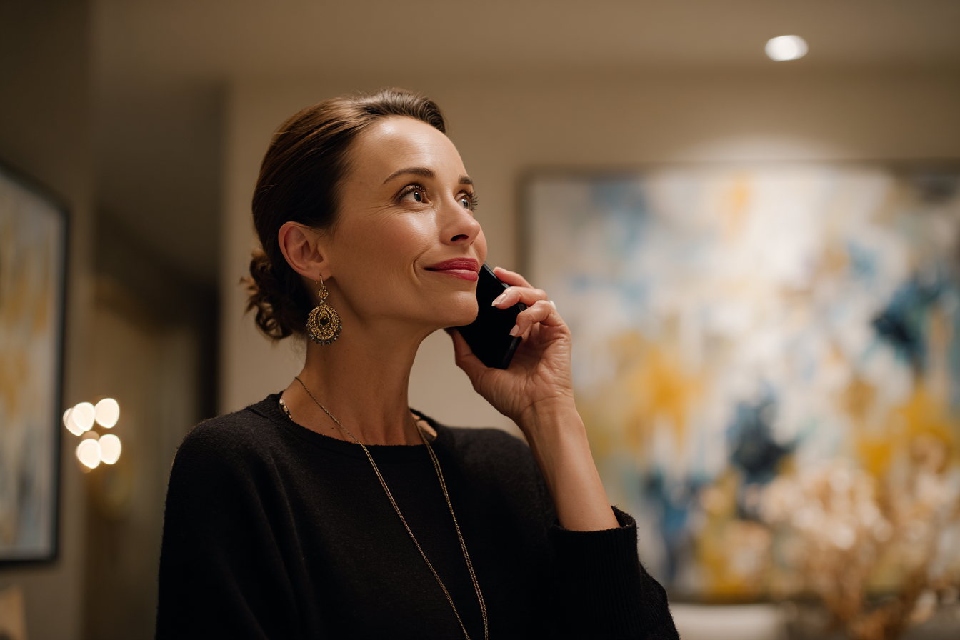 Une femme qui parle au téléphone | Source : Midjourney