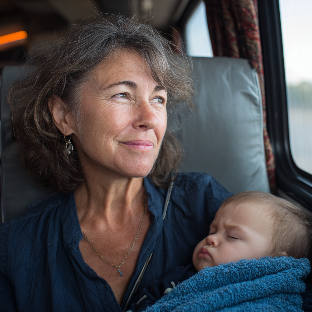 Une femme âgée soulagée tenant son petit-fils | Source : Midjourney