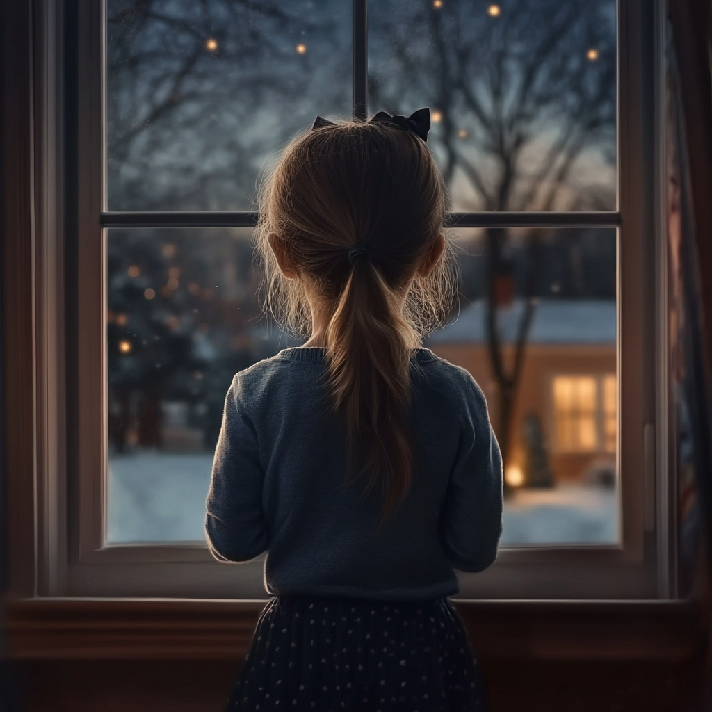 Une fille debout près d'une fenêtre | Source : Midjourney