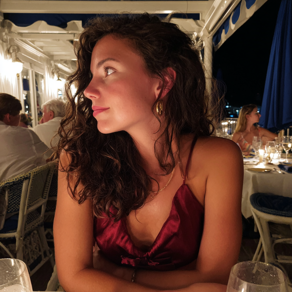 Une femme assise à une table | Source : Midjourney