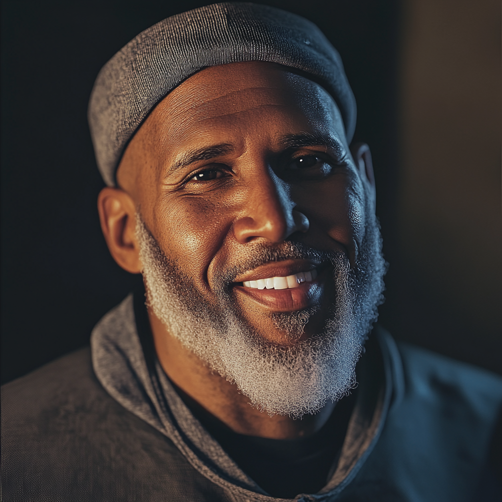 Portrait d'un homme joyeux souriant | Source : Midjourney