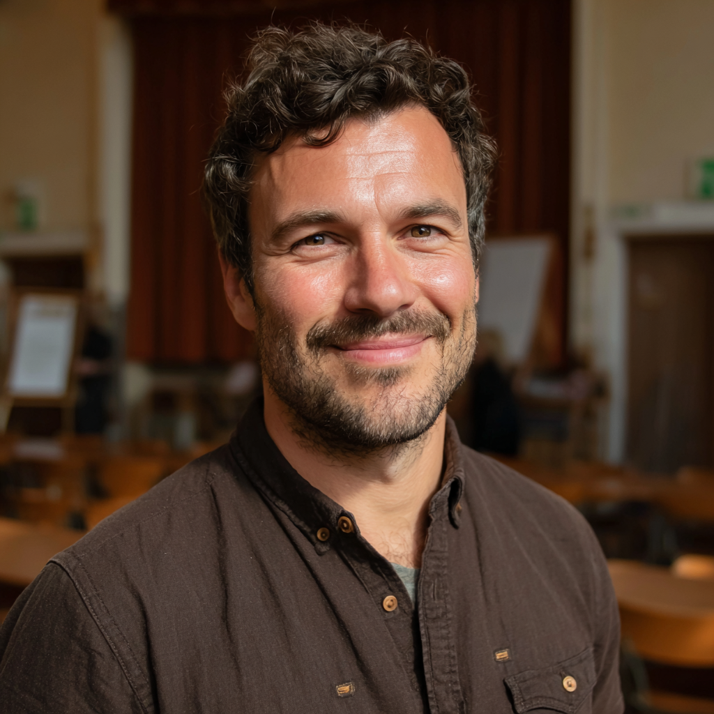 Gros plan d'un homme souriant | Source : Midjourney