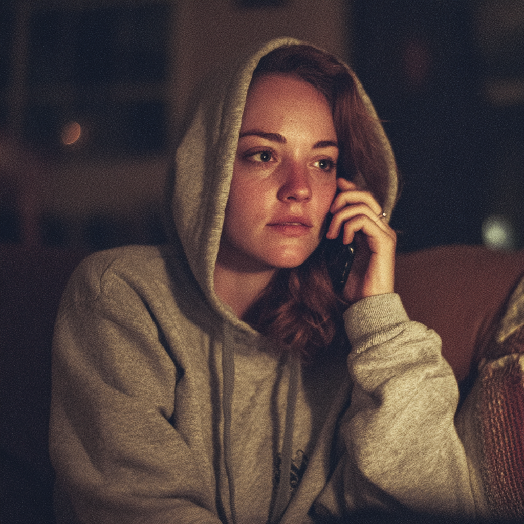 Une femme qui parle au téléphone | Source : Midjourney
