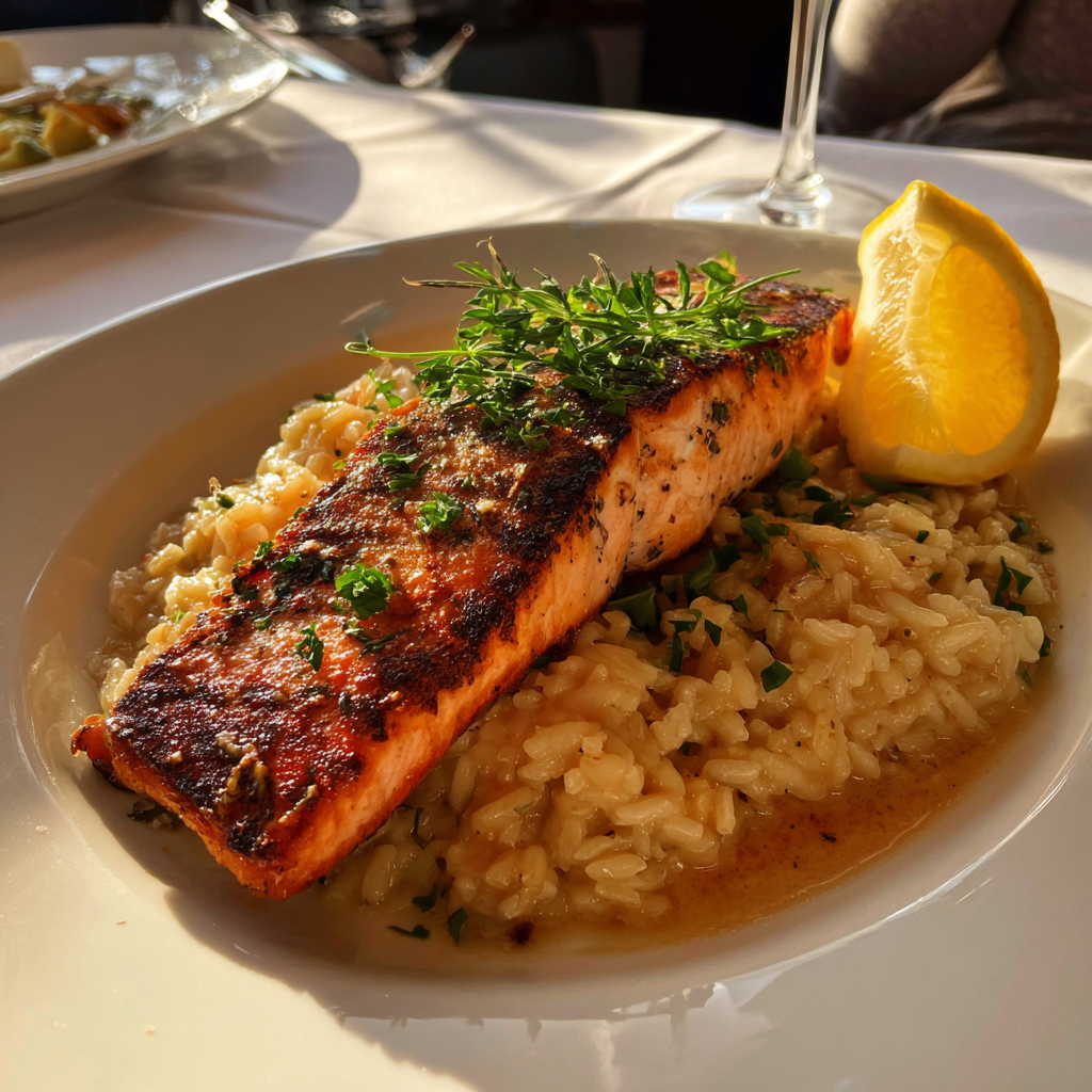 Une assiette de nourriture sur une table | Source : Midjourney