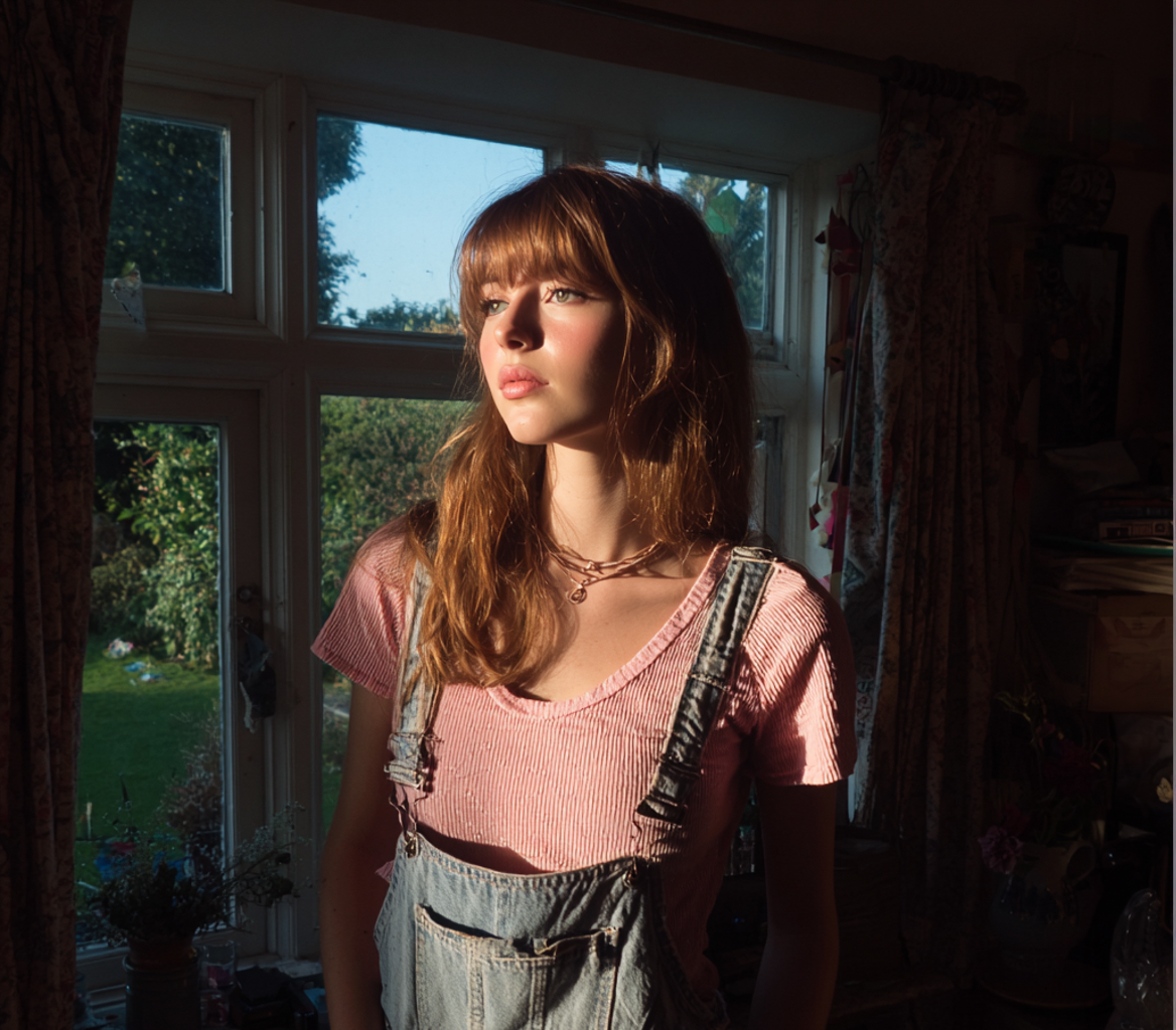 Une femme debout dans un salon | Source : Midjourney