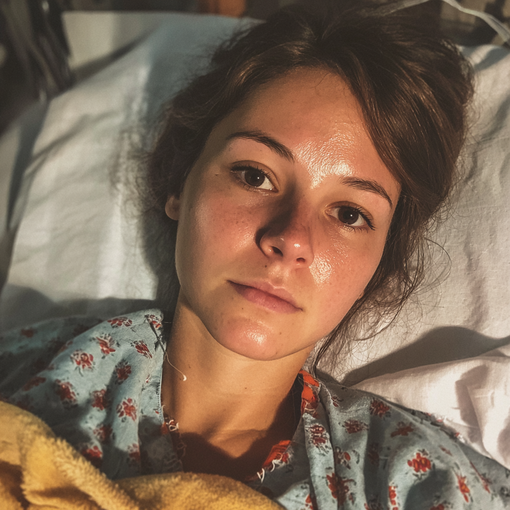 Une jeune femme dans un lit d'hôpital | Source : Midjourney