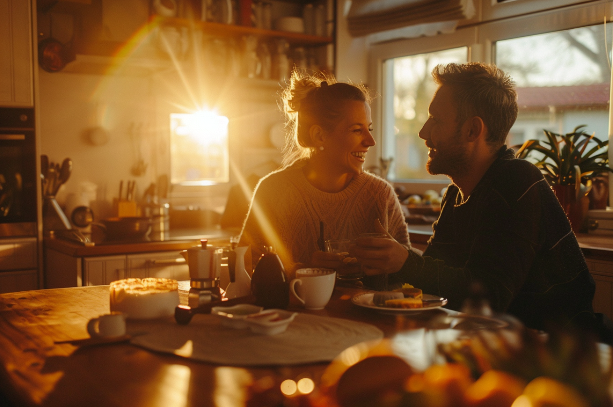 Un couple qui prend son petit déjeuner | Source : Midjourney