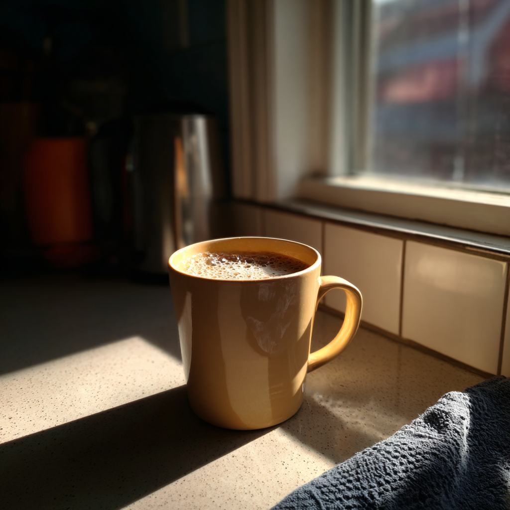 Une tasse de café sur un comptoir | Source : Midjourney