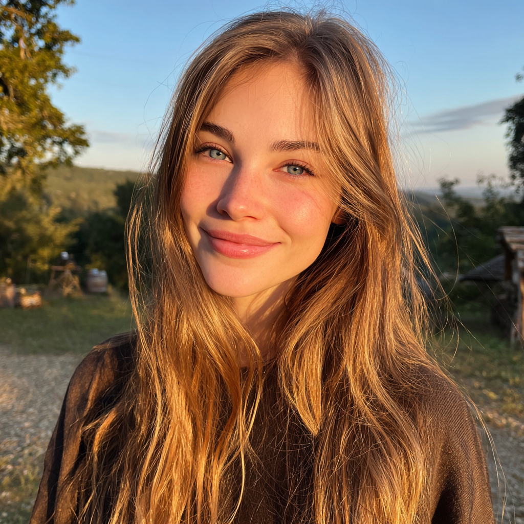 Une femme souriante se tenant à l'extérieur | Source : Midjourney