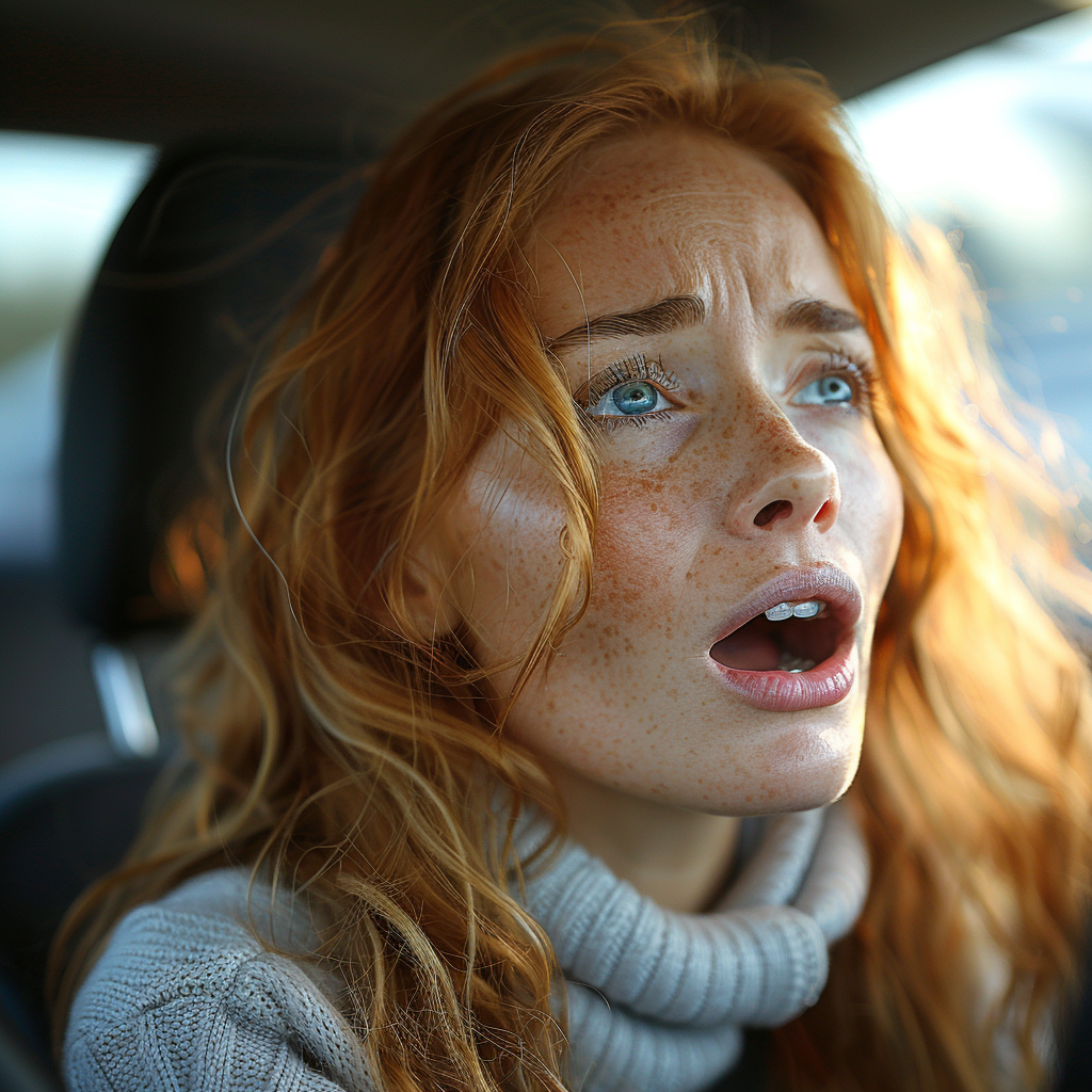 Une femme en pleurs dans une voiture | Source : Midjourney