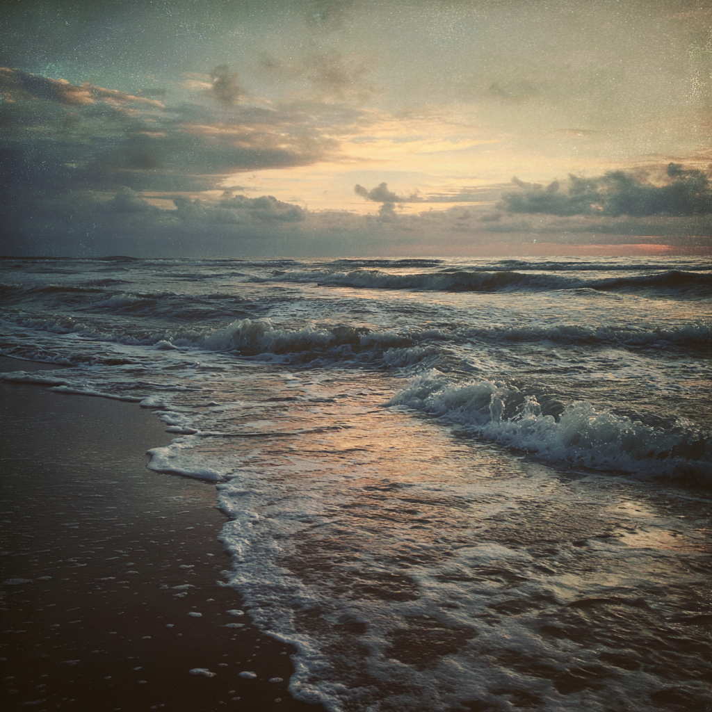 Vagues agitées à la plage | Source : Midjourney