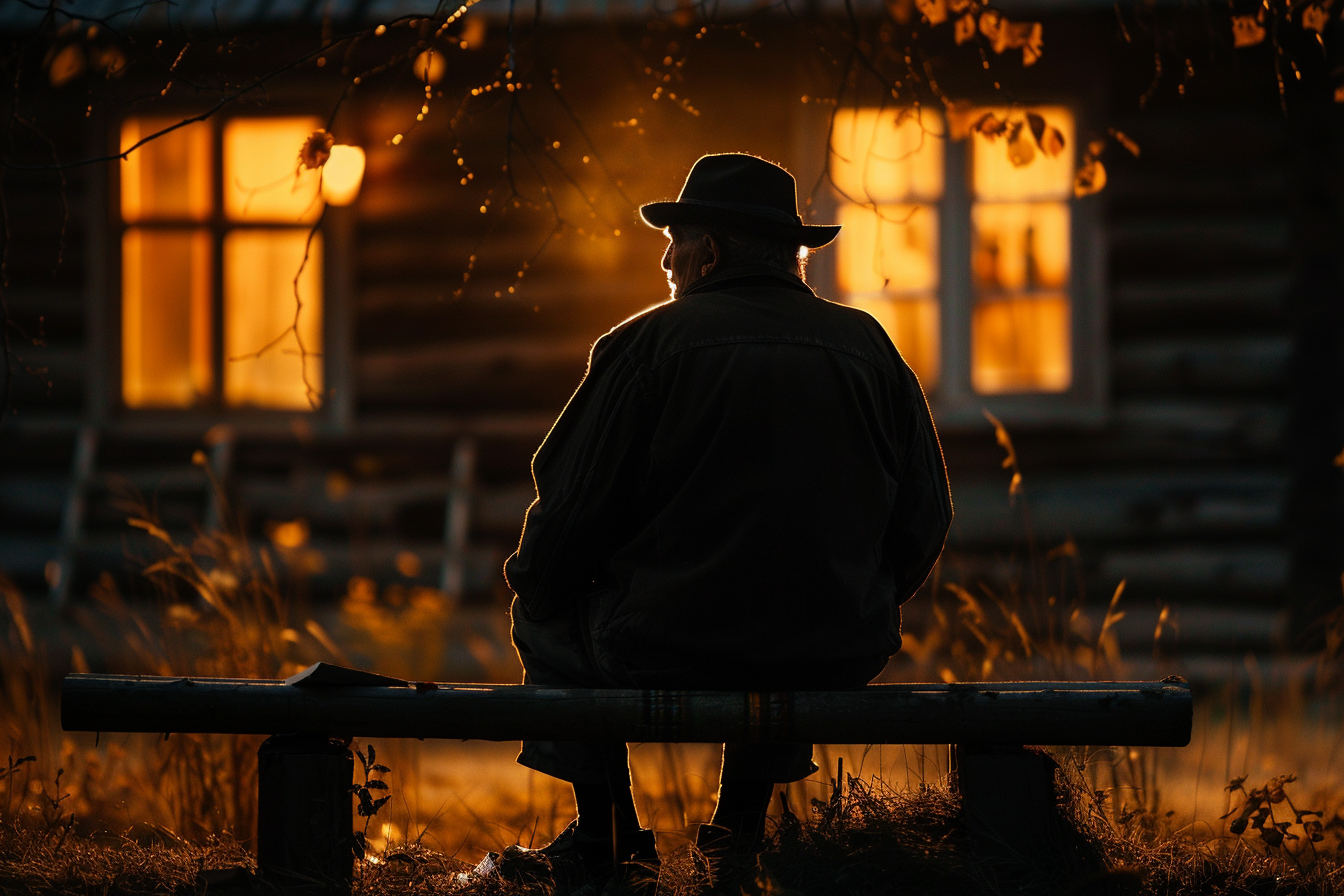 Homme âgé assis sur le banc | Source : Midjourney