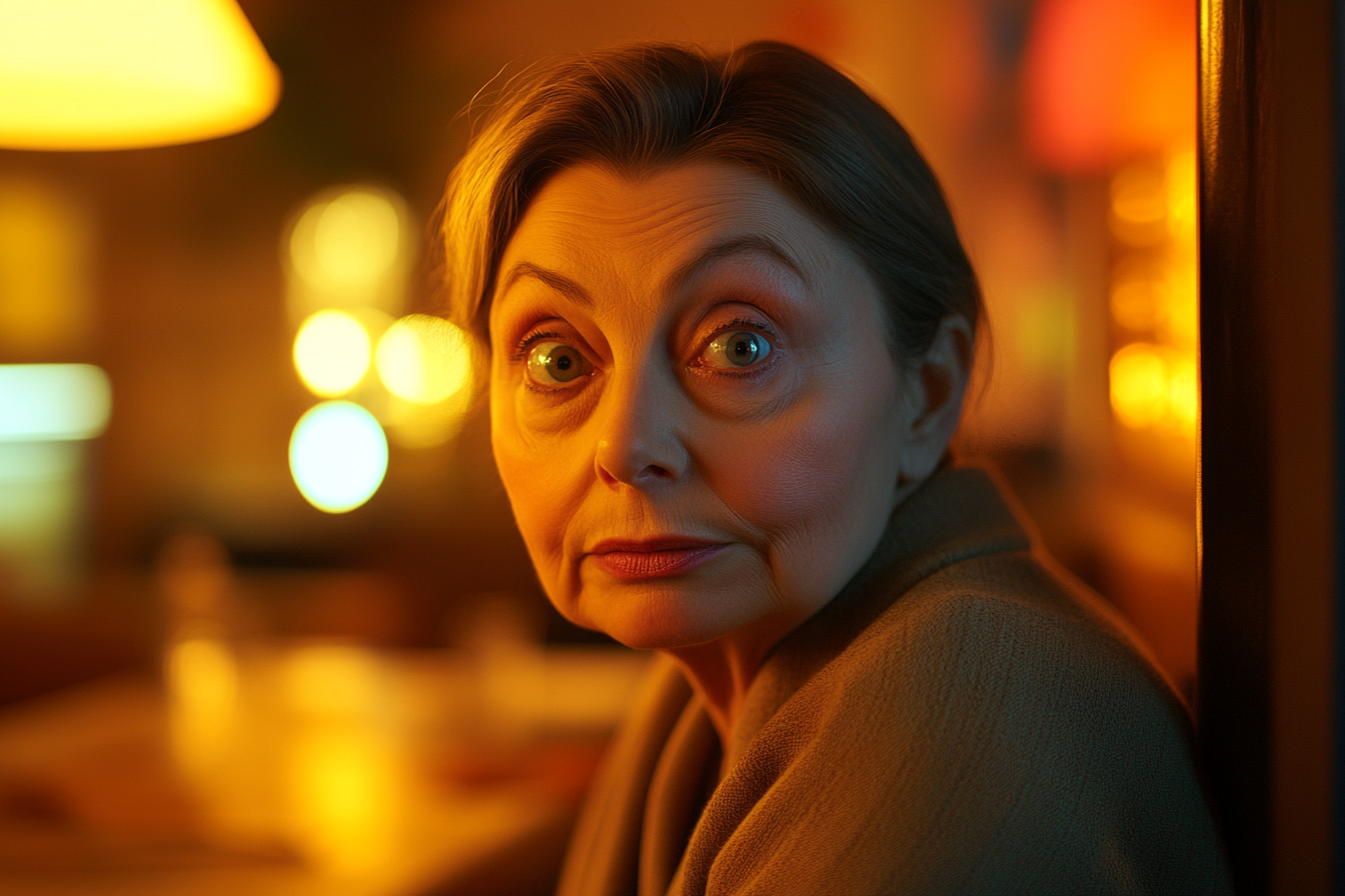 Une femme âgée qui regarde droit devant elle | Source : Midjourney