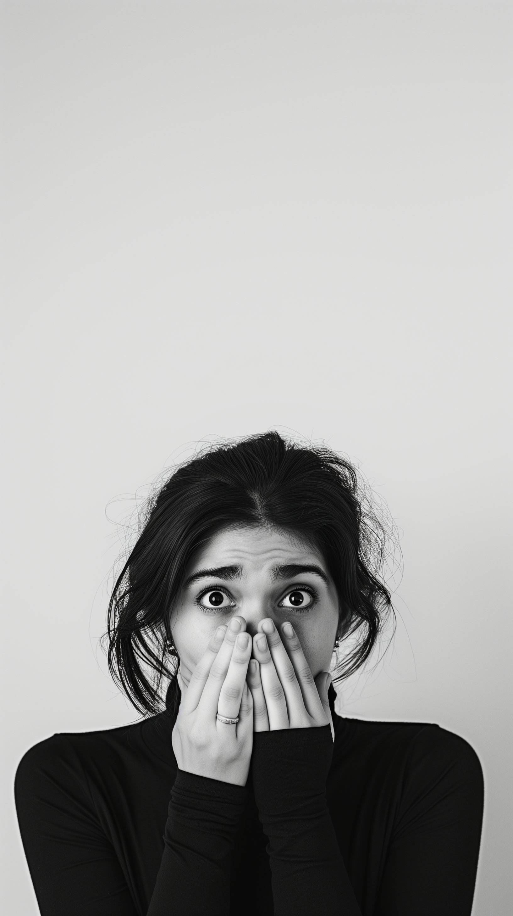 Une femme nerveuse qui couvre la bouche | Source : Midjourney