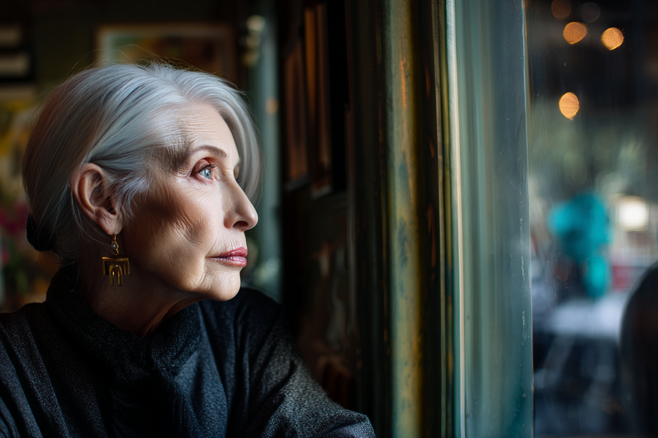 Une femme regardant par la fenêtre | Source : Midjourney