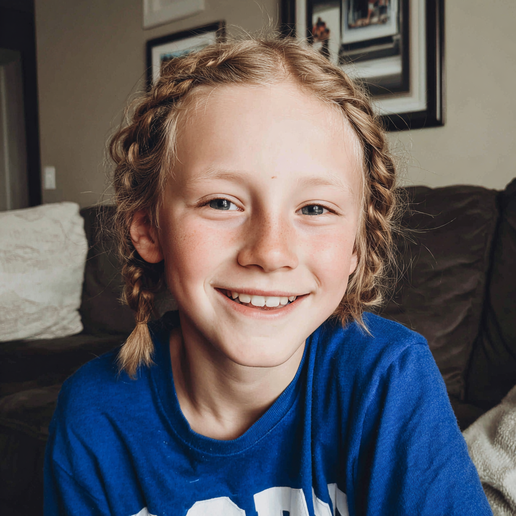 Un petit garçon souriant aux cheveux tressés | Source : Midjourney