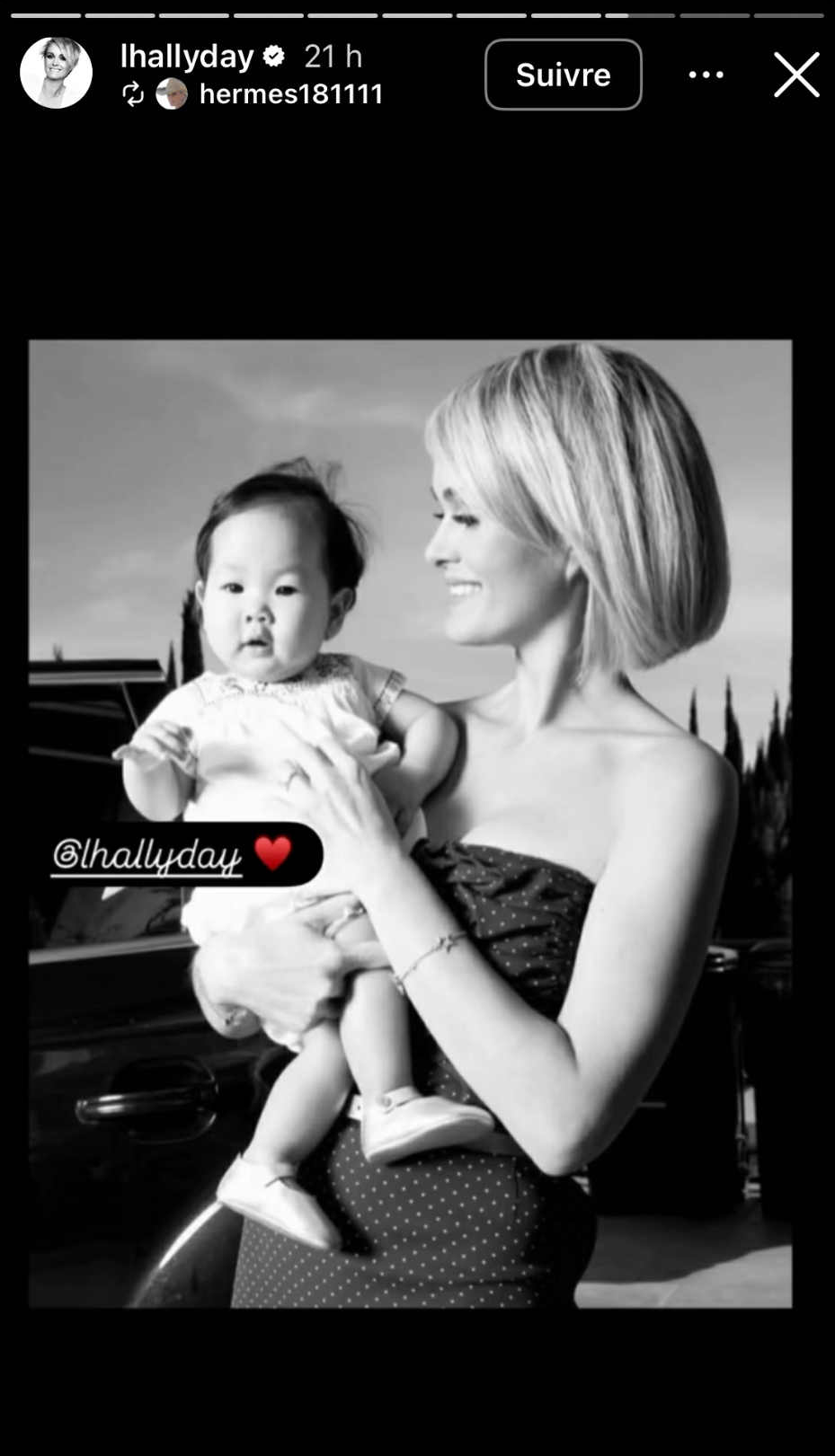 Capture d'écran d'une story : Source instagram.com/lhallyday/?hl=fr
